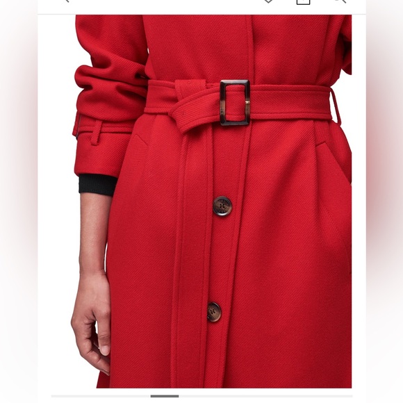 Barbour Alberta Red Wool Belted Pea Coat - Picture 5 of 16